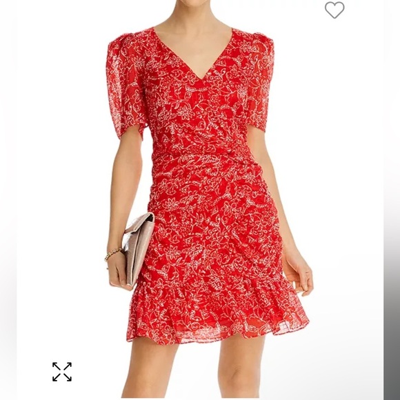 Parker Krislyn Silk Printed Ruched Mini Dress Size 2 - Picture 1 of 9